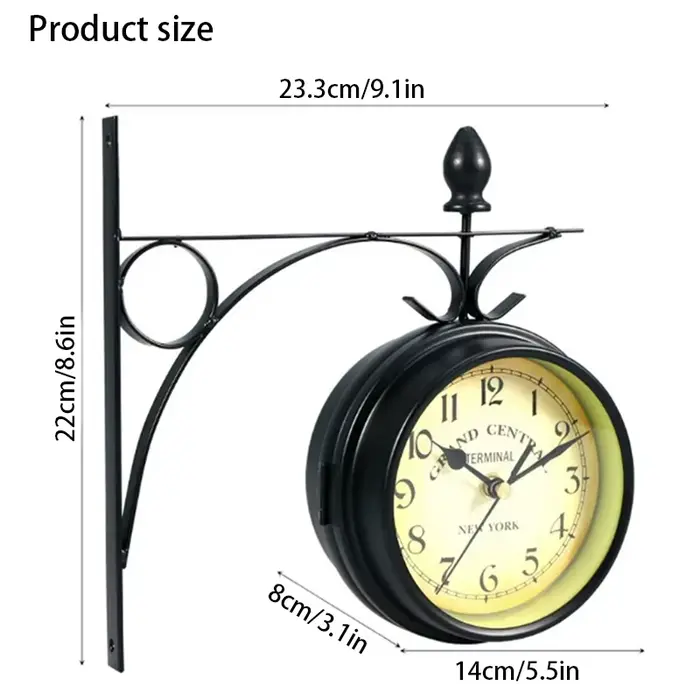 Horloge murale double face imperméable