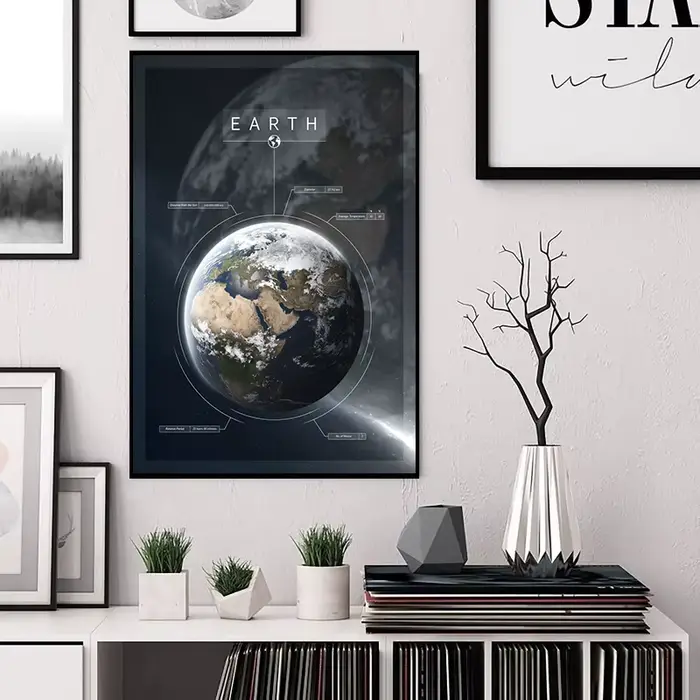 Affiche et imprimés de planète du système solaire, terre, Mars, lune, Pluto, impression sur toile, tableau d'art mural moderne pour décoration de salon et de maison