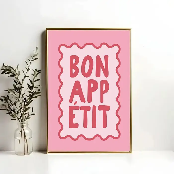 Pâtes Croissant café à la mode manger rose cerise citron figue citation affiche toile peinture impression mur pour cuisine décor Cuadros