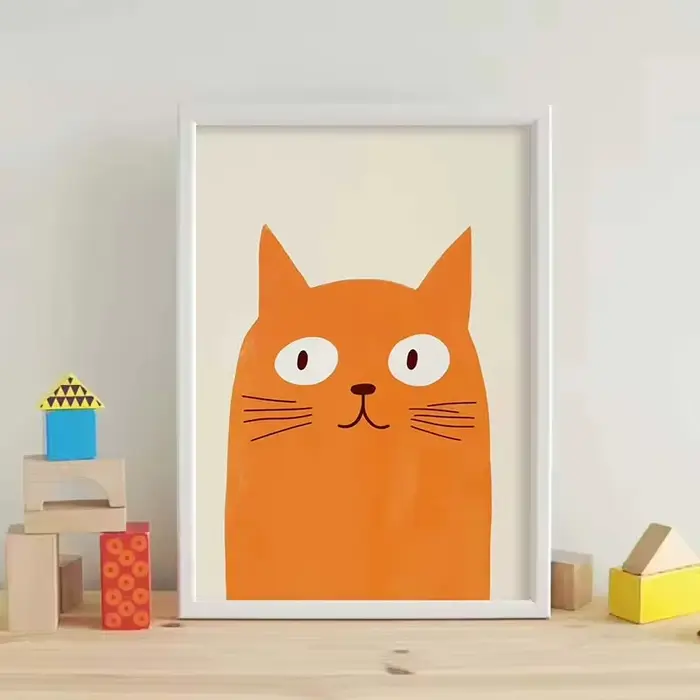 Affiche d'art minimaliste de chat mignon