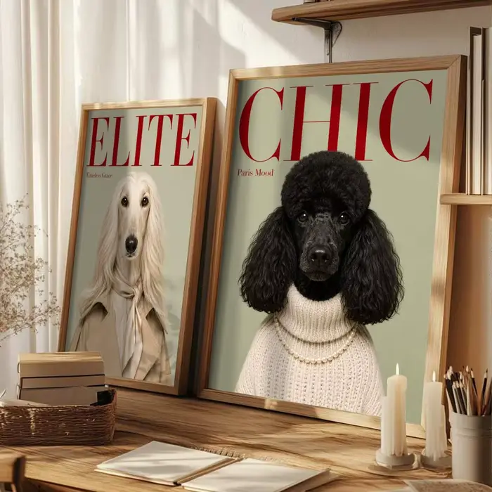 Affiche sur toile de peinture et calligraphie Dogue Fashion