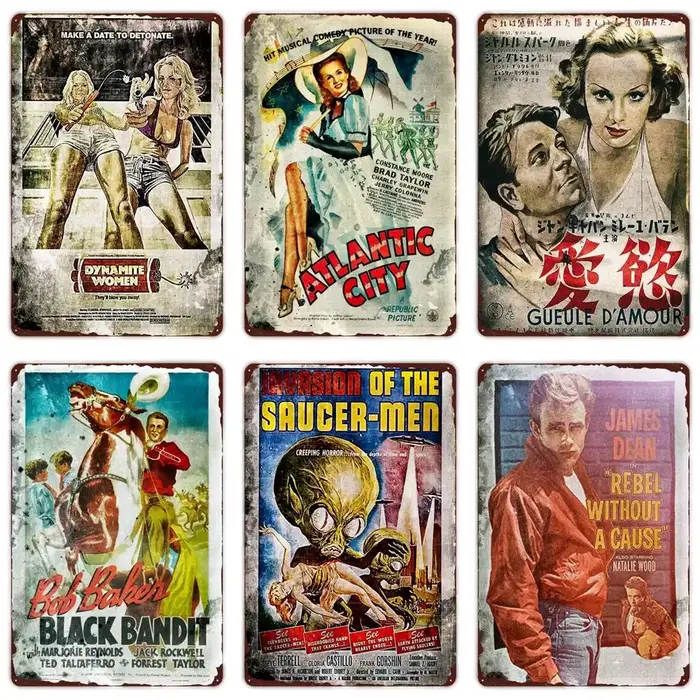 Affiche de film de cinéma rétro en métal