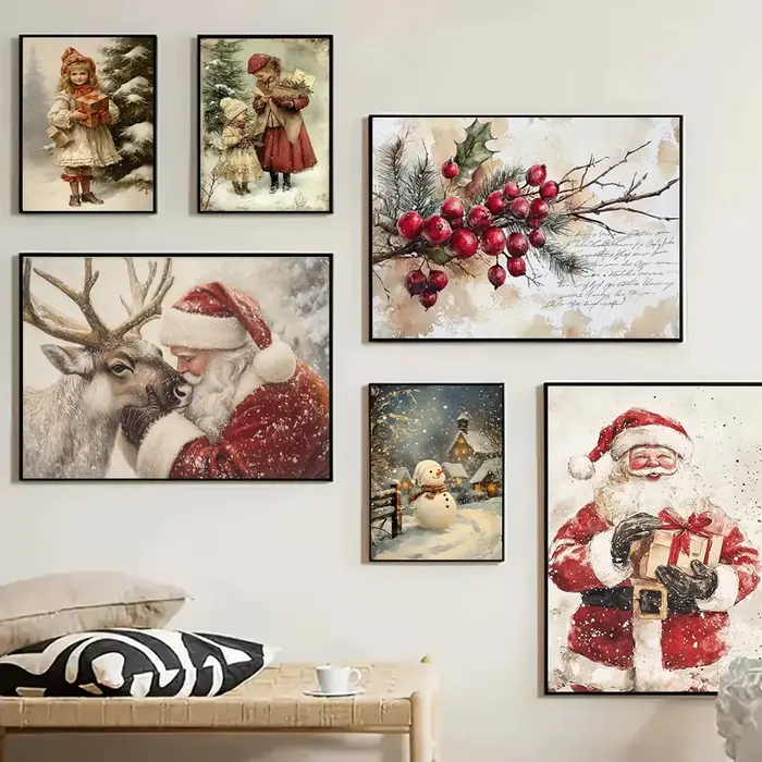 Affiche de noël Vintage imprimée pour salon