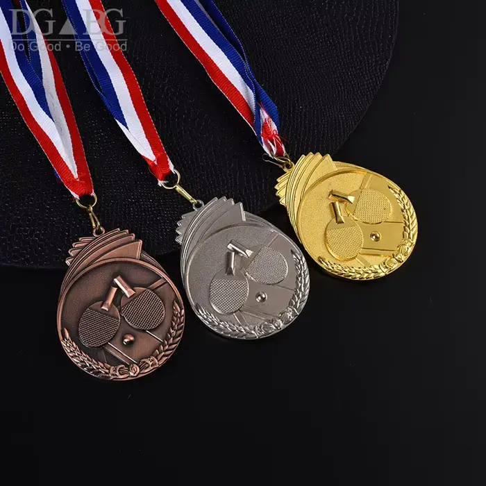 Médaille de Ping-Pong or argent Bronze 1er 2ème 3ème prix de Tennis de Table ruban Antique lumineux Souvenir cadeau école Sport