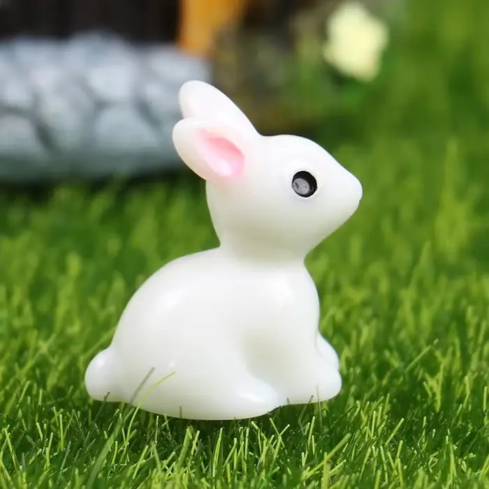 Mini lapins miniatures en résine, 10/20/50 pièces, figurines 3D, petit lapin blanc, ornement, Micro
