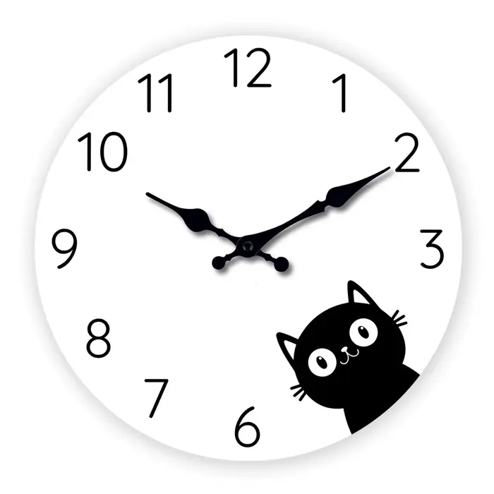Horloge murale moderne en bois de chat noir Normcore salon chambre cuisine décoration de la maison h