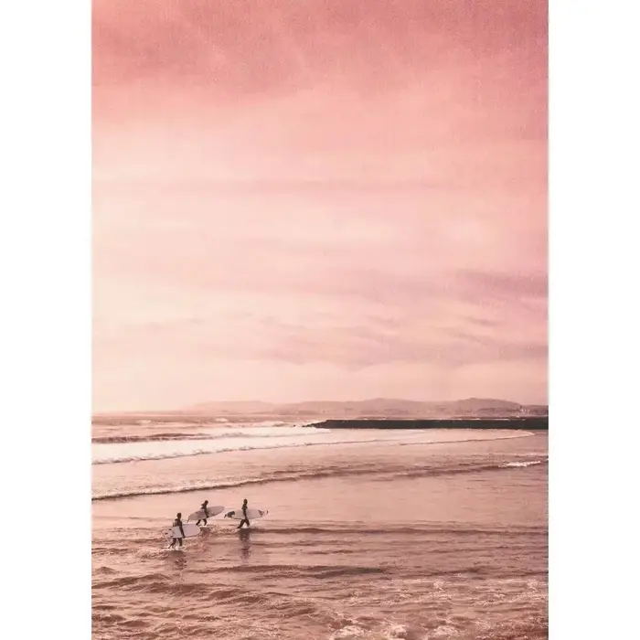 Affiche d'art rose plage océan, impression sur toile, Surf, cocotier, Art mural nordique, décoration