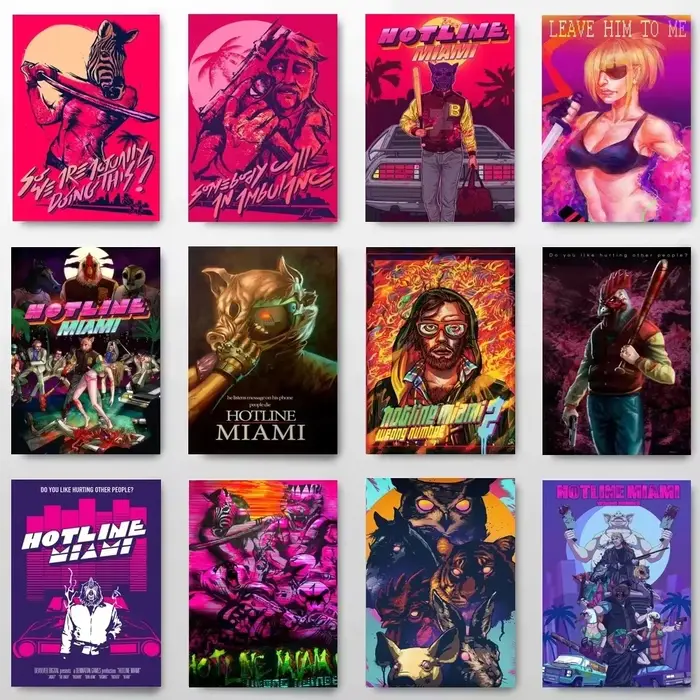 Affiche de jeu d'aventure classique Hotline Miami