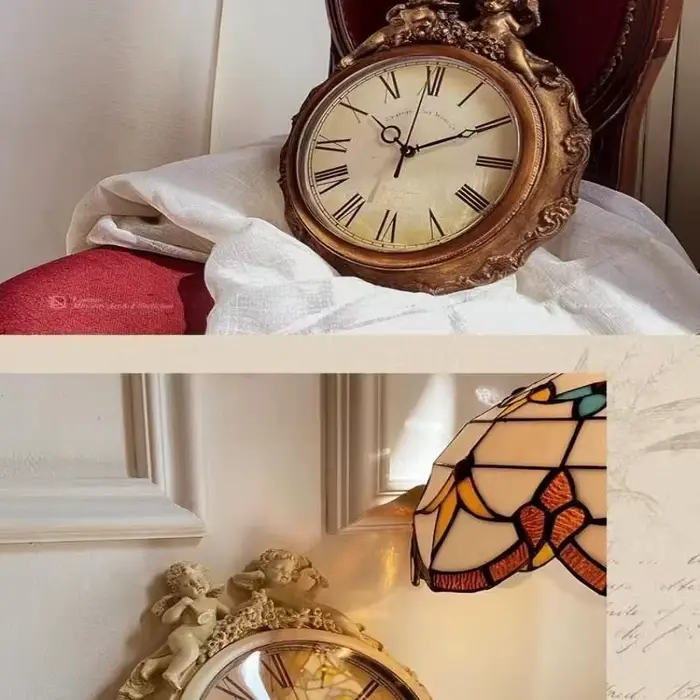 Horloge murale rétro européenne, décoration de salon, classique américain, nostalgique, restaurant, ange, ornements, cadeau