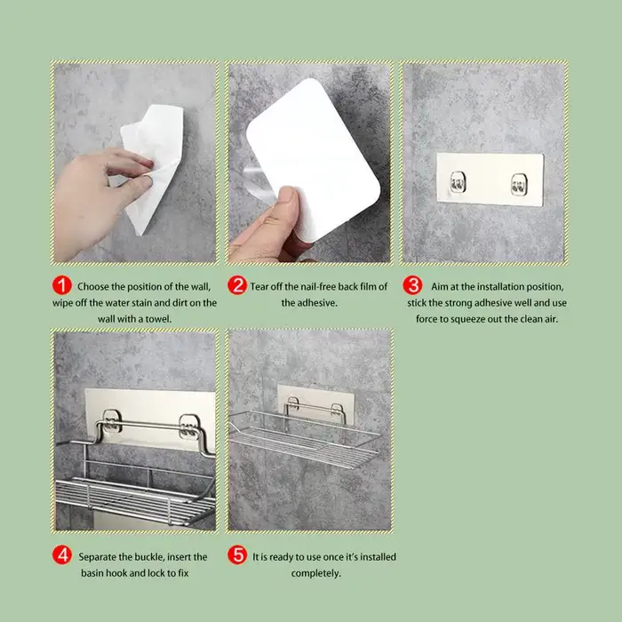 Étagère de rangement murale suspendue en acier inoxydable, sans poinçon, pour cuisine, salle de bain
