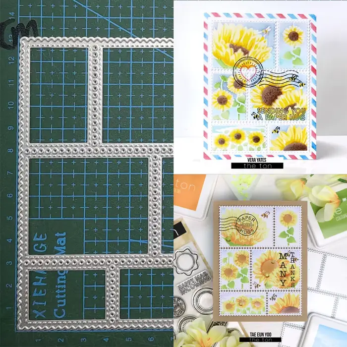 Décoration de cadre rectangulaire, matrices de découpe en métal, galets de bricolage, scrapbooking, gaufrage de cartes en papier, modèle d'artisanat décoratif d'album