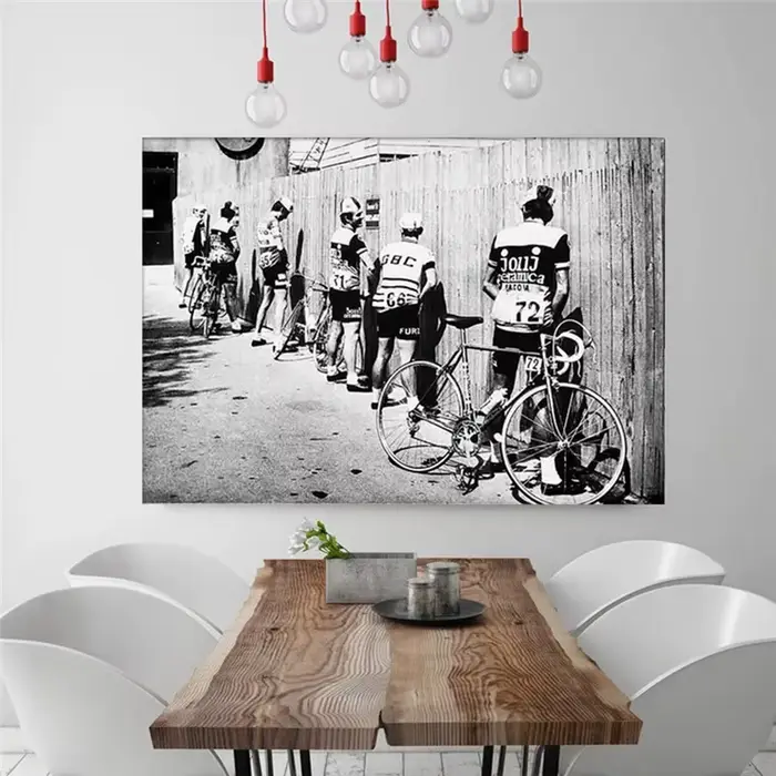 Toile de peinture Vintage noire et blanche pour vélo de cycliste
