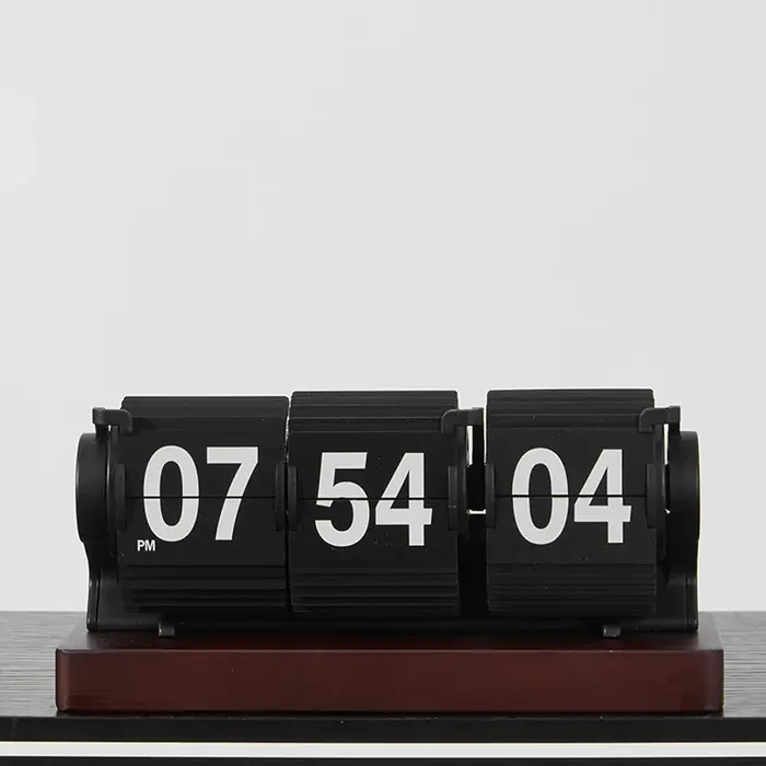 Horloge à bascule en bois avec affichage des secondes, minuteur à retournement automatique, objet dé