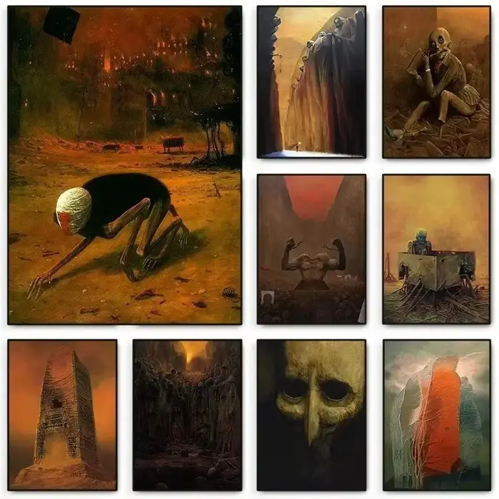 Zdzisław Beksiński oeuvre affiche imprime polonais surréaliste sombre toile peinture gothique mur Art pour salon décor à la maison