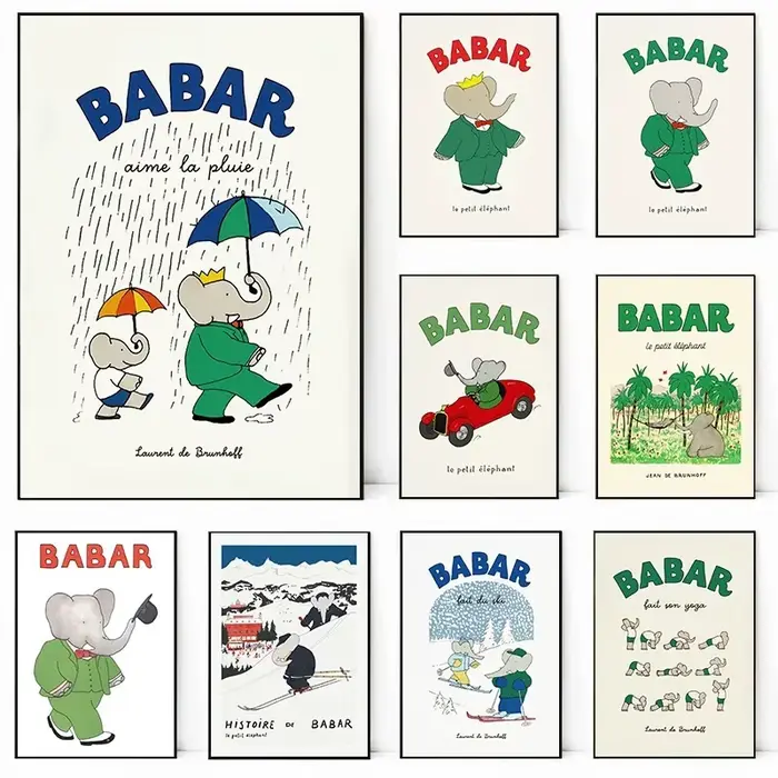 Affiche de contes de fées d'éléphant Babar