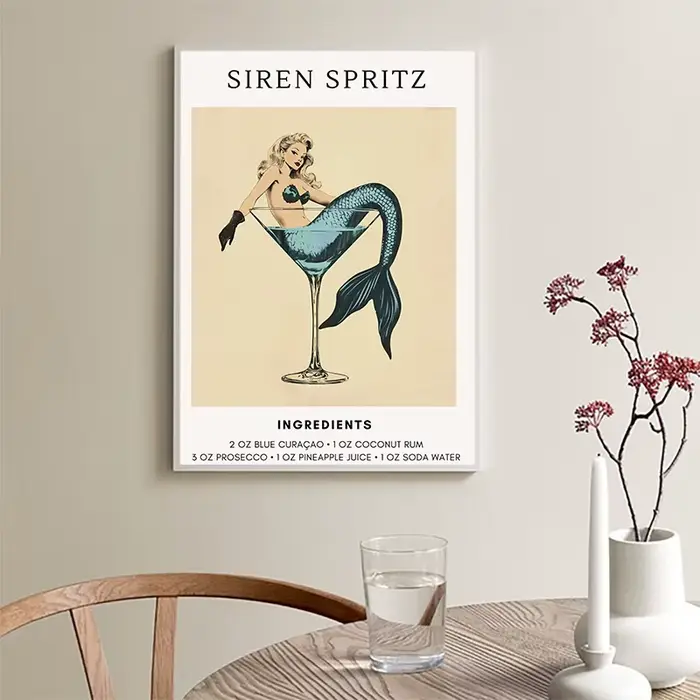 Affiche de Cocktail sirène Vintage
