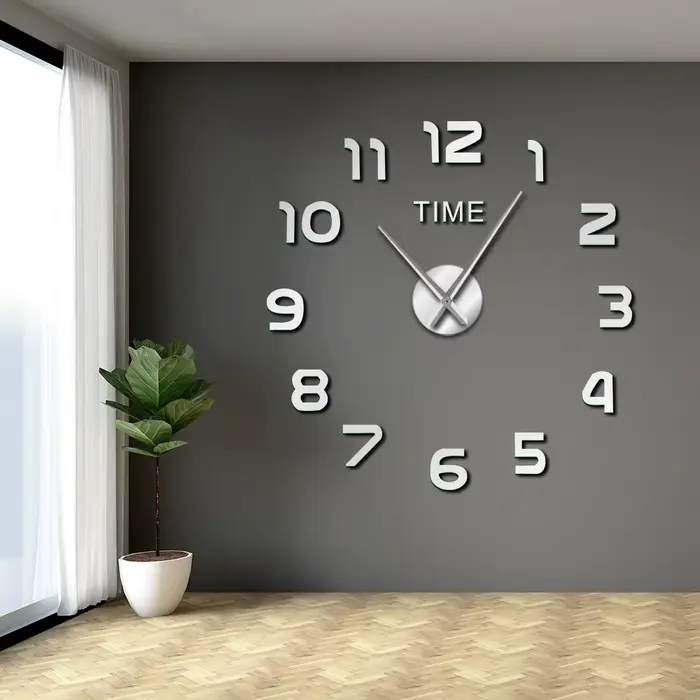 Horloge Murale 3D avec Effet Miroir
