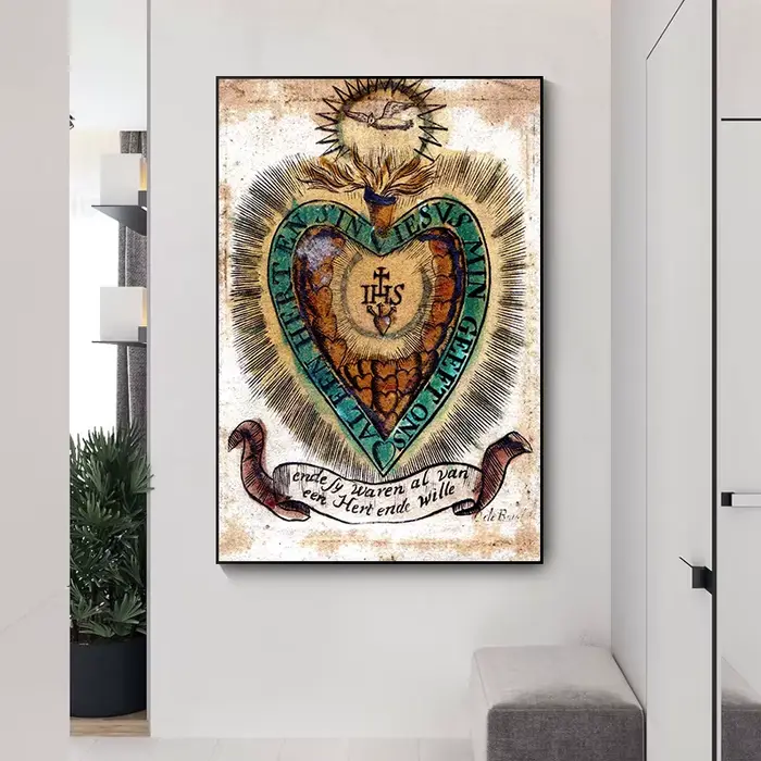 Toile de peinture du sacré cœur de jésus