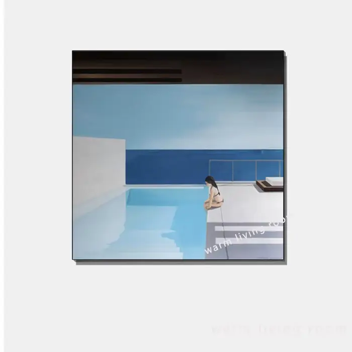 Peinture sur toile d'exposition de paysage de FC Hockney, affiche de fenêtre d'océan de piscine, ima
