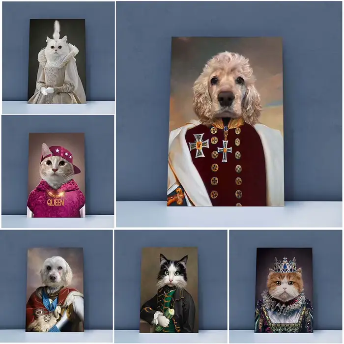 Lady princesse chien Animal Photo chat fille photos murales pour salon nordique affiche mur Art toile peinture décor à la maison sans cadre