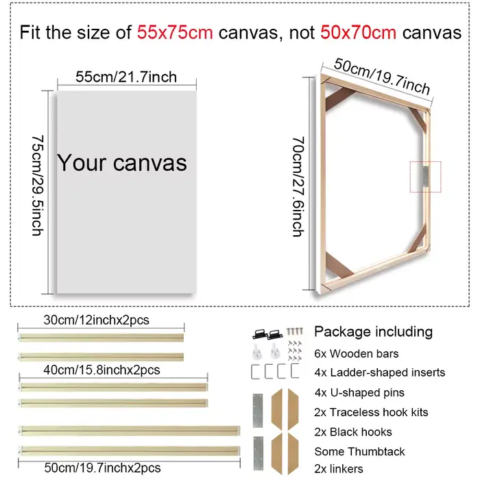 45x65 50x70 30x40cm cadre de peinture d'art mural cadres en bois pour toile