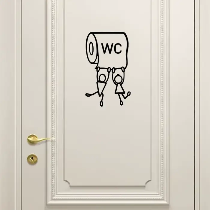 Autocollant mural «WC» en PVC