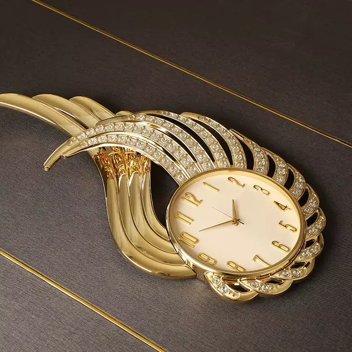 Horloge murale dorée pour chambre à coucher, art esthétique, horloge murale moderne de luxe, horloge murale silencieuse pour bureau, mécanisme silencieux, accessoires de décoration intérieure