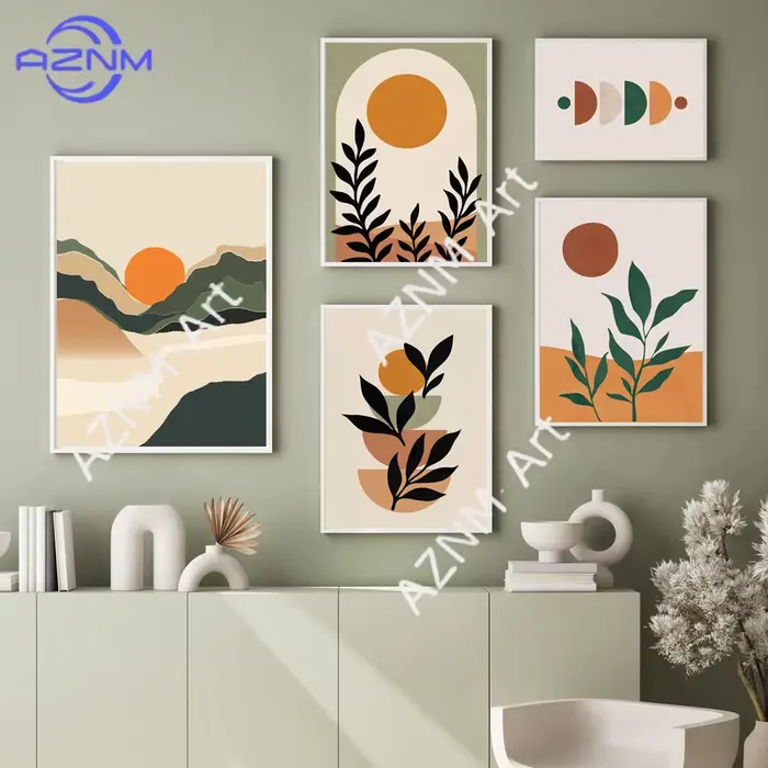 Peinture sur toile abstraite avec paysage de montagne