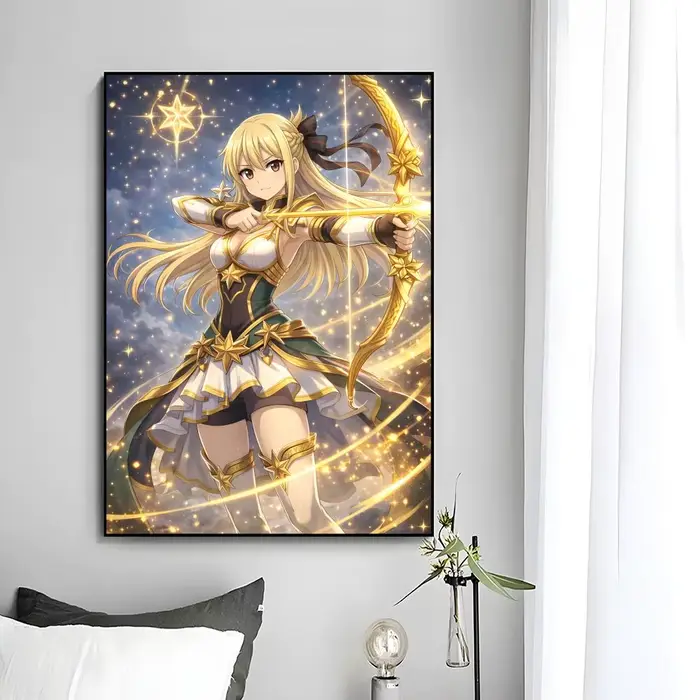 Affiche murale avec personnage joyeux Lucy Heartfilia, impression artistique, peinture murale décora