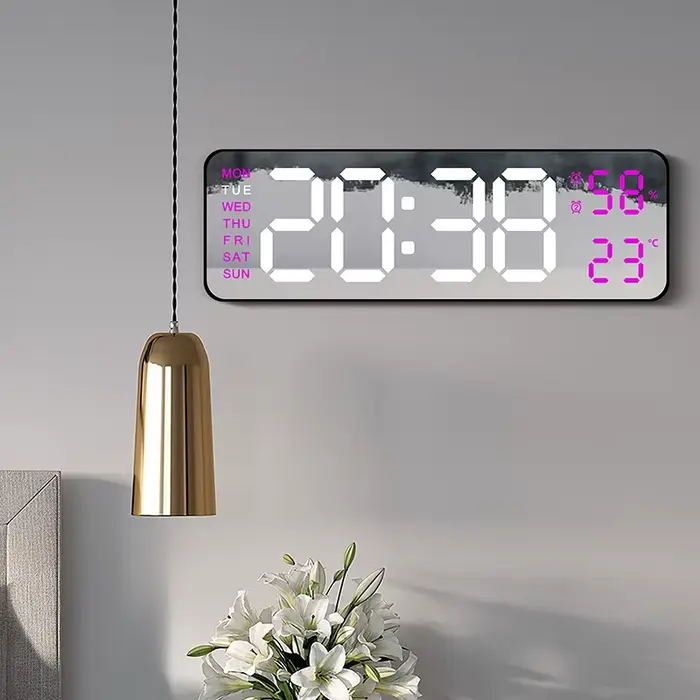 Grande horloge murale numérique à LED