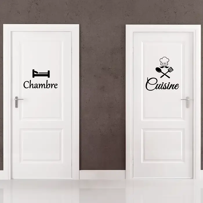 Autocollant de porte de Cuisine et de Chambre française