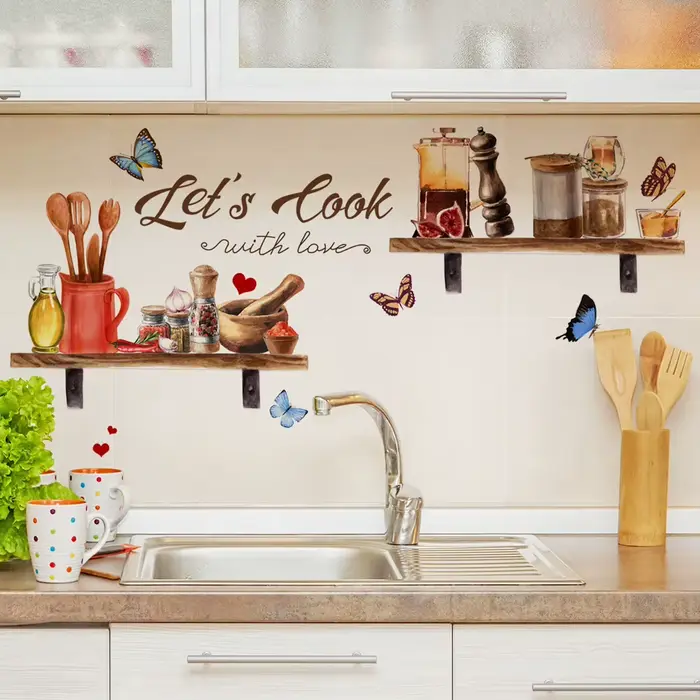 Autocollant mural à motifs pour cuisine