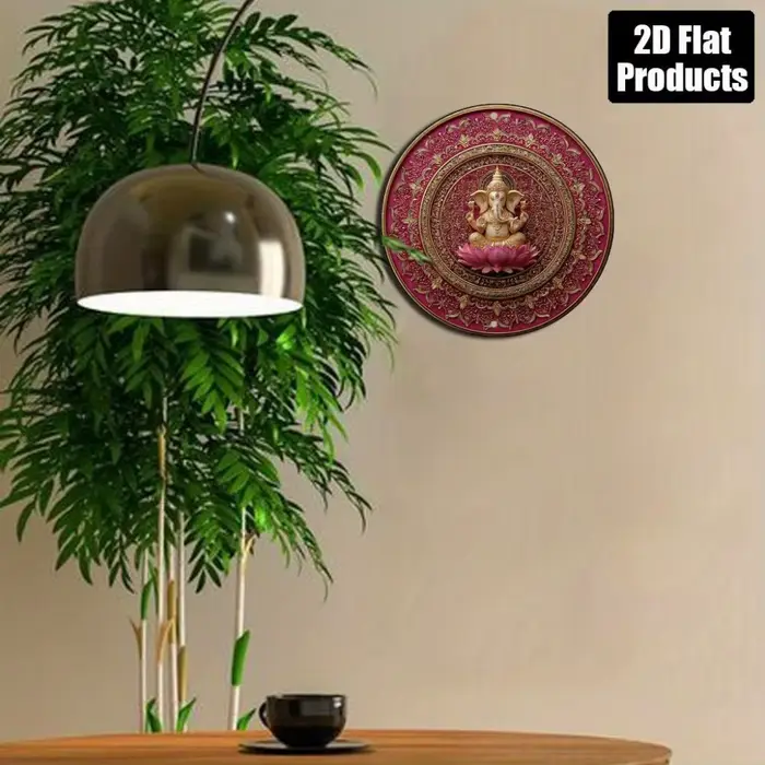 Décoration murale élégante Ganesha et Lotus – Superbe design doré et rose