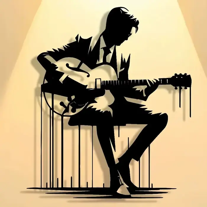 Art mural de guitare en métal abstrait