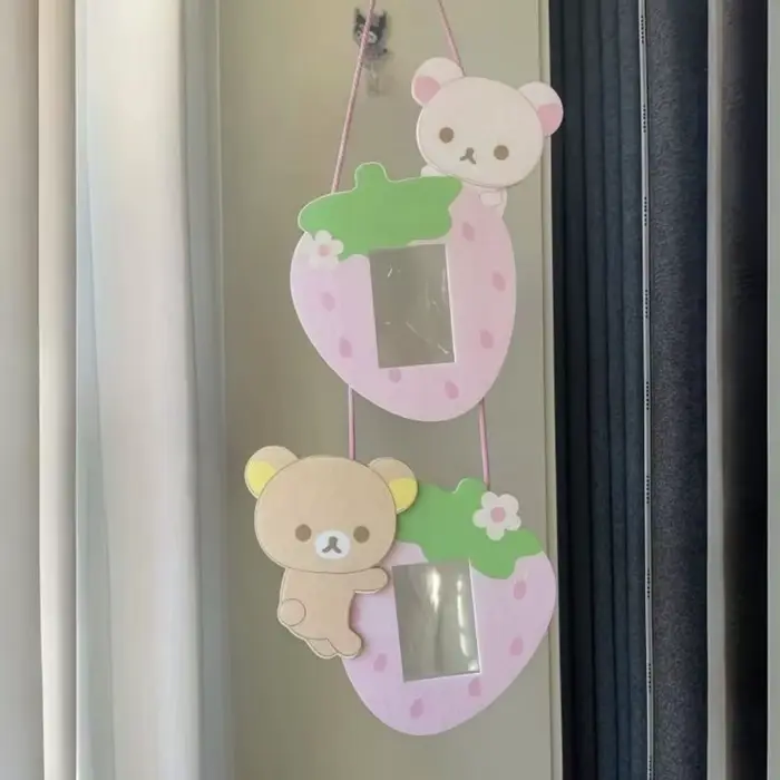 Cadre photo suspendu double connecté Rilakkuma Cartoon Strawberry Bear