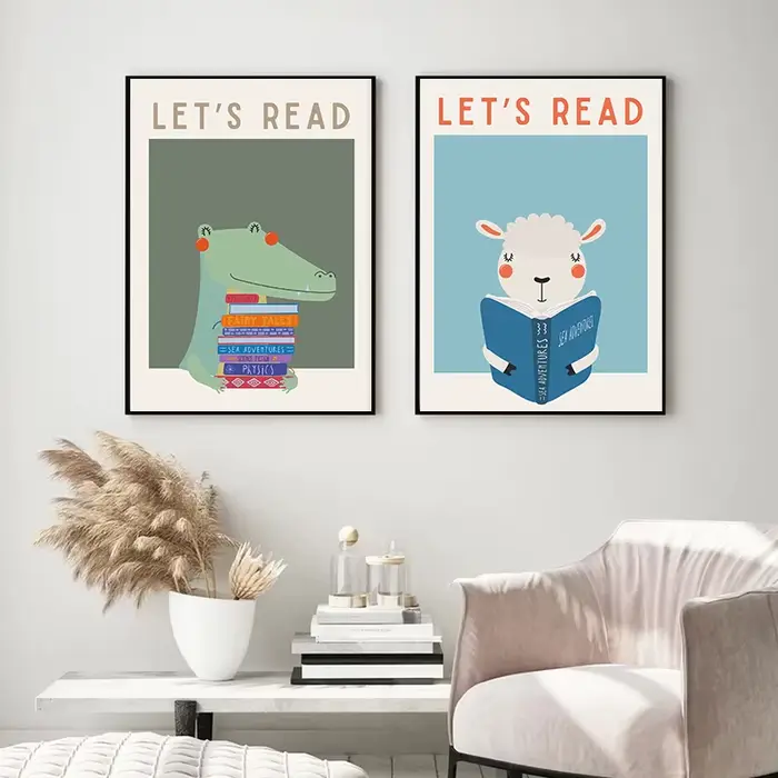 Affiches colorées de lecture pour enfants, imprimés modernes pour salle de classe d'enfant en bas âge, peinture sur toile, images murales, décor de maison pour chambre d'enfant