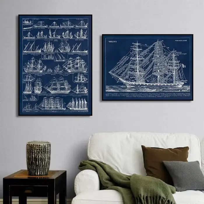 Affiche de bateau nautique ancien