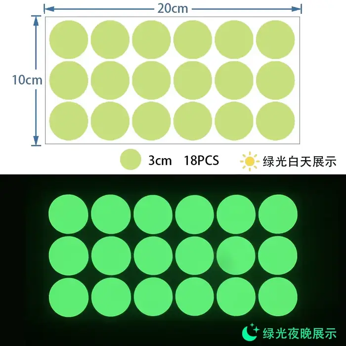 Autocollants muraux lumineux fluorescents, points lumineux, autocollants décoratifs auto-adhésifs po