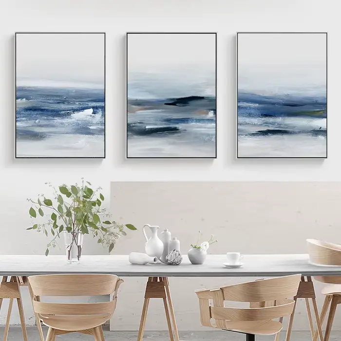 Affiche en toile de mer bleue couleur eau abstraite