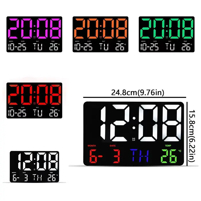 Horloge murale numérique à LED avec grand écran
