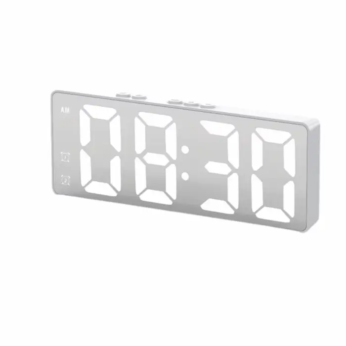 Horloge miroir LED avec affichage numérique, luminosité réglable, grands chiffres, fonction d'alarme