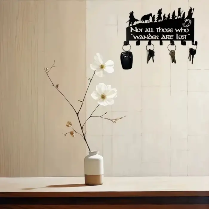 Porte-clés mural en métal – Organisateur de clés décoratif avec crochets pour le rangement dans l'entrée de la maison