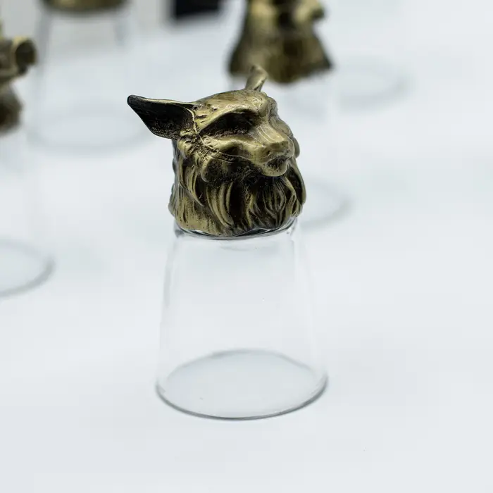 Gift Set of 12 Bottom Up Shot Glasses (25ml) - Forest & Mystical Creatures - Antique Bronze