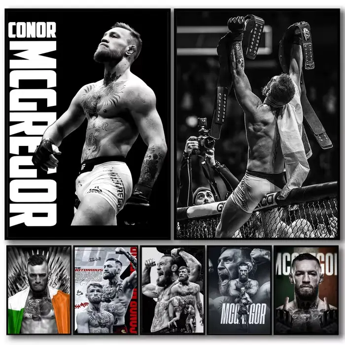 Cool C_Conor M_McGregor peinture calligraphie lin toile affiche mur Art imprime pour salon chambre bureau décoration de la maison