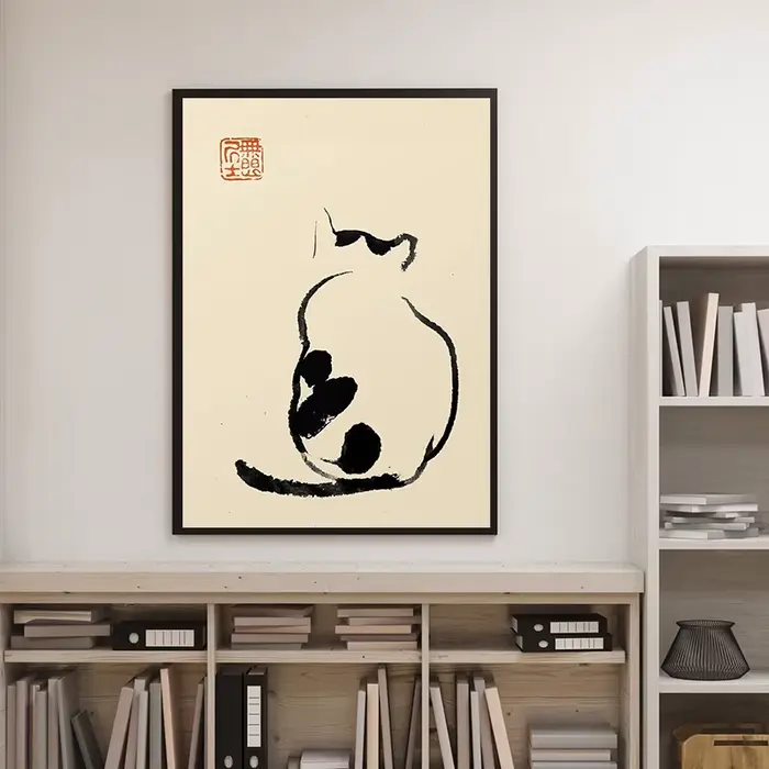 Affiche de chat japonais minimaliste