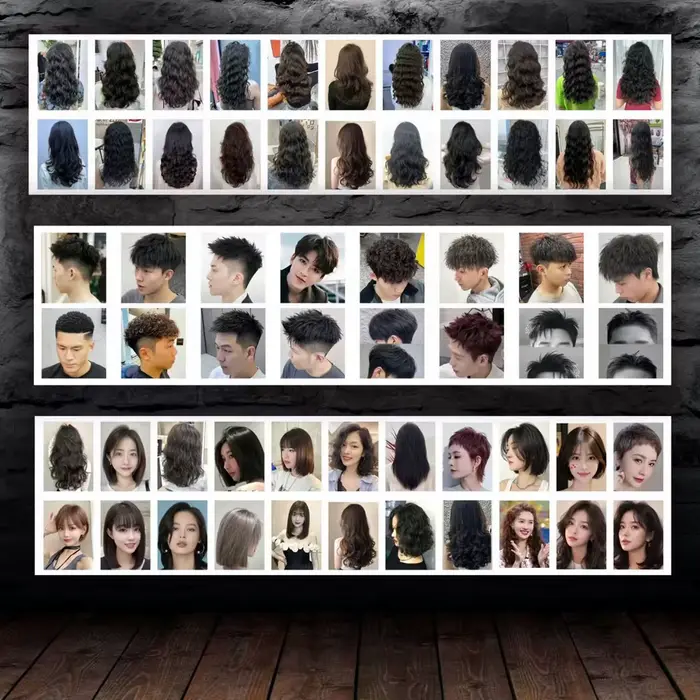Affiche de coiffure tendance, autocollant adhésif PP, peinture artistique sans cadre, décoration mur