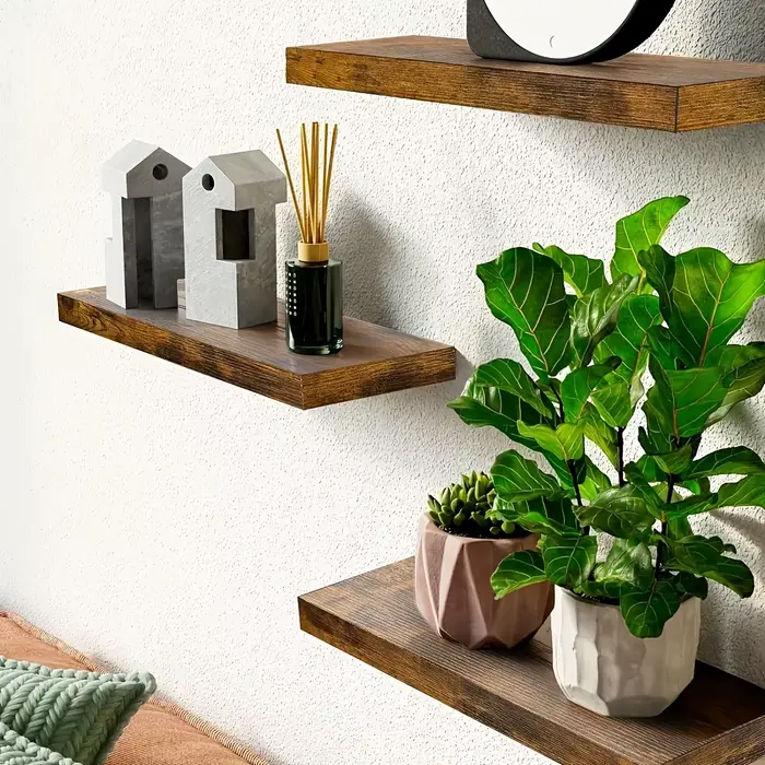 Étagère murale classique en bois massif