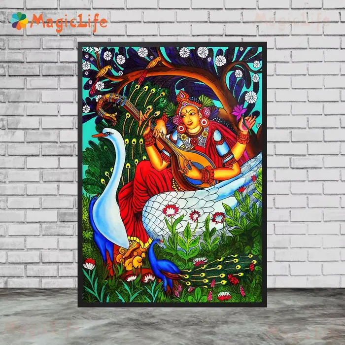 Affiche murale de danse de la déesse du SaraswSauMural Kathakali