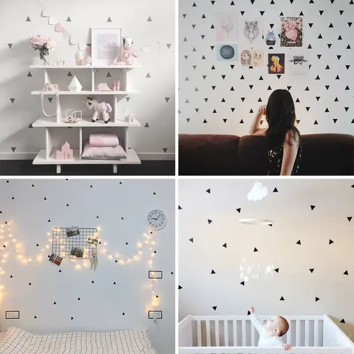 Petit triangle stickers muraux pour enfants chambres Monochrome/multicolore decoration chambre autocollant mural