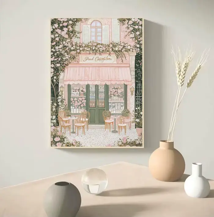1pc moderne paysage urbain voyage murale fleurs roses Nature